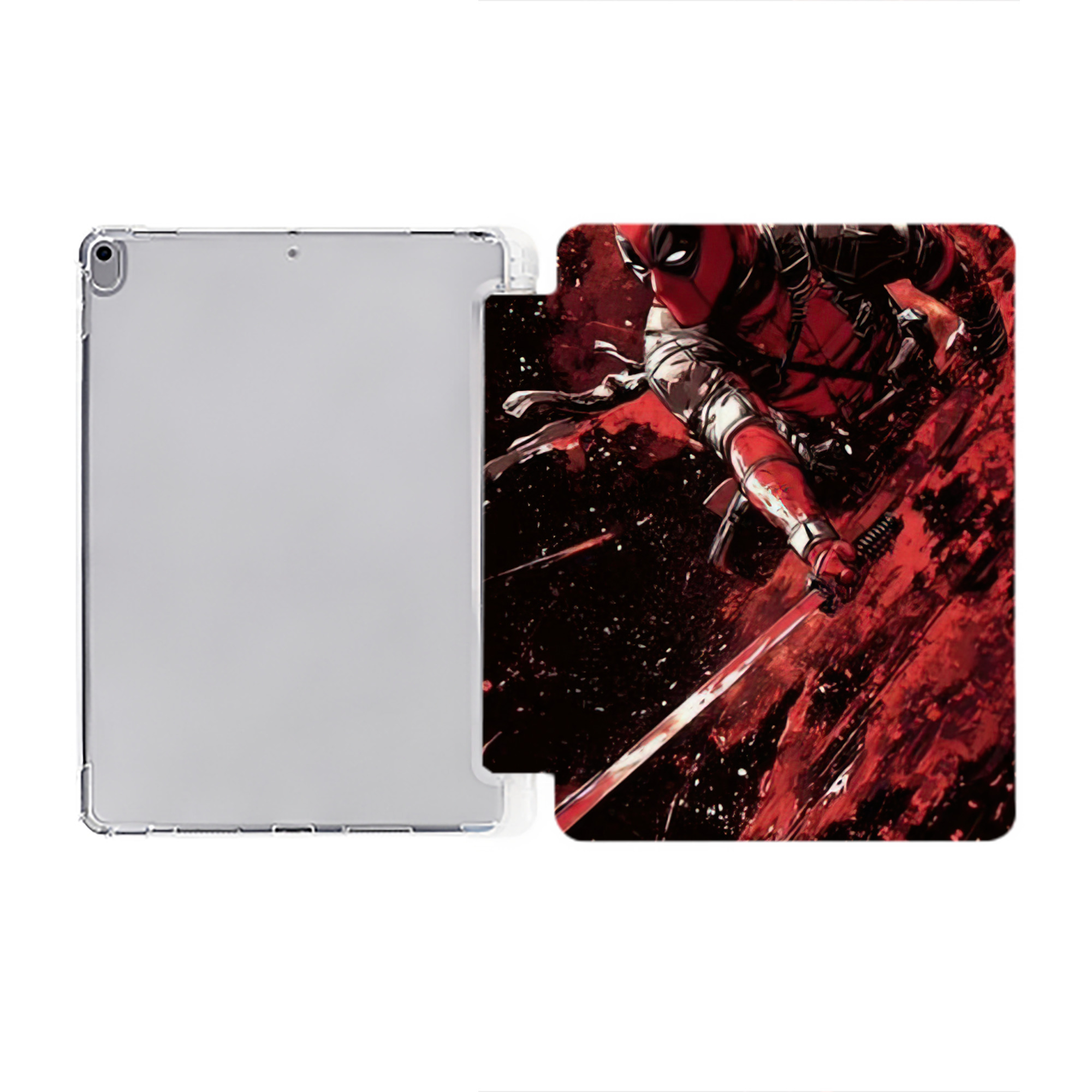 （画像用） Deadpool デッドプール IPad ケース ペン収納付き 三つ折りスタンド PUレザー×シリコン 対応機種9.5/10.5/10.9インチ